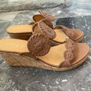 Jack Rogers Lauren wedges in Cognac NWOT